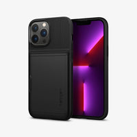 ACS03218 - iPhone 13 Pro Max Case Slim Armor CS in black showing the back and front